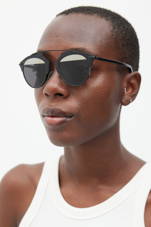 Dior Black & Silver DiorSoReal Circular Sunglasses
