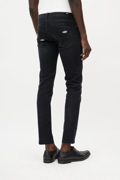 Dior Black & Silver Distressed Jeans