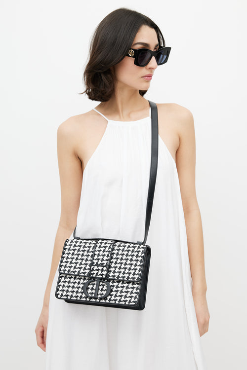 Dior Black & White Houndstooth 30 Montaigne Bag