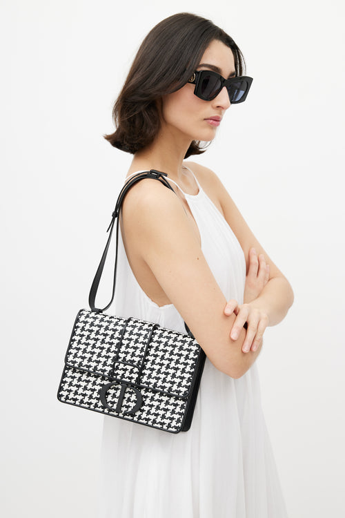 Dior Black & White Houndstooth 30 Montaigne Bag