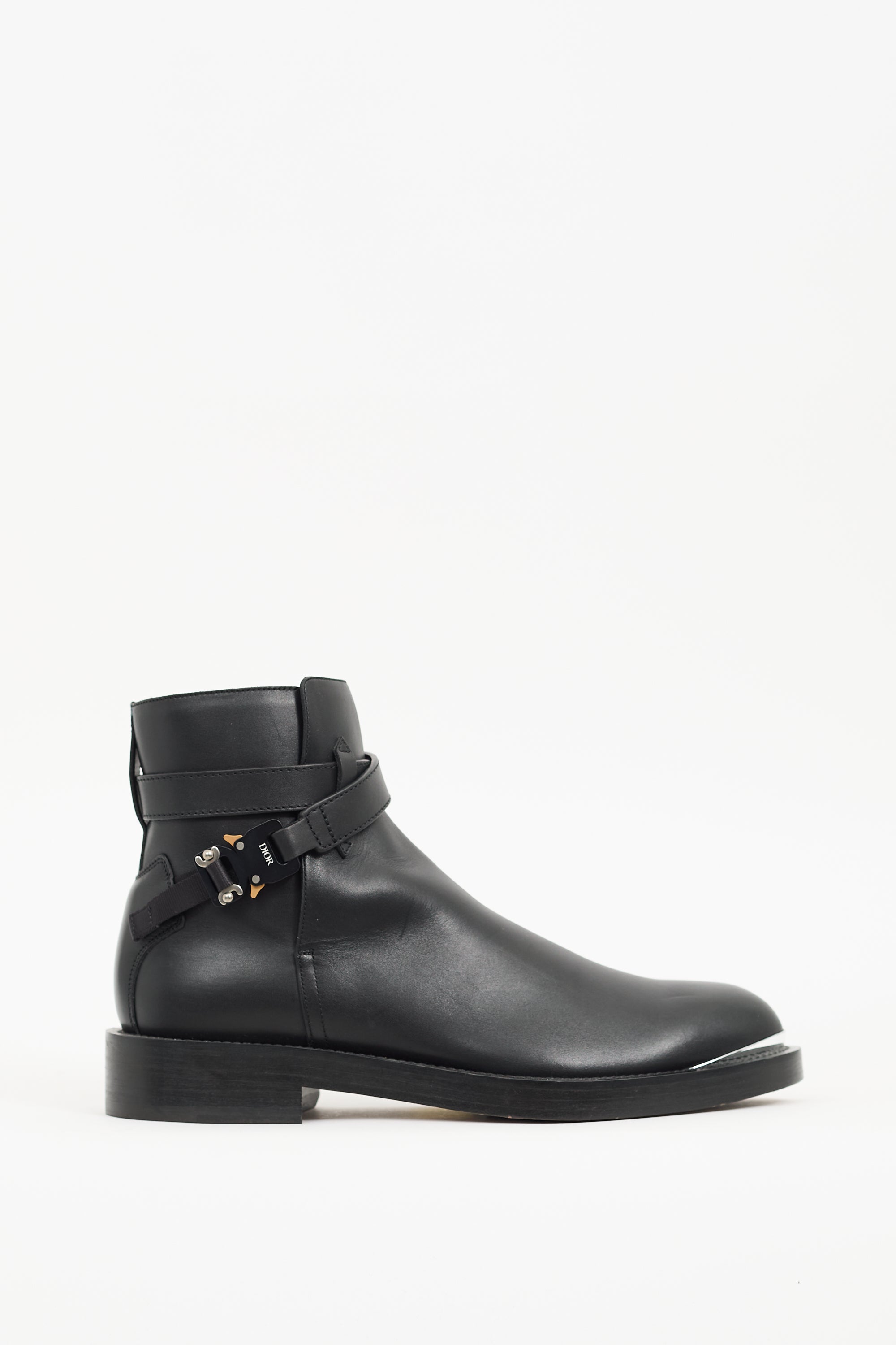 Dior Black Leather Evidence Buckle Boot
