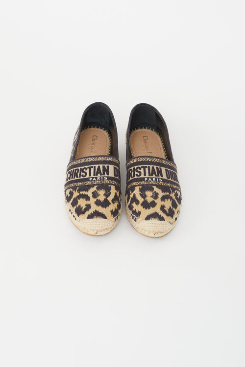 Dior Black & Brown Granville Pattern Espadrille Flat