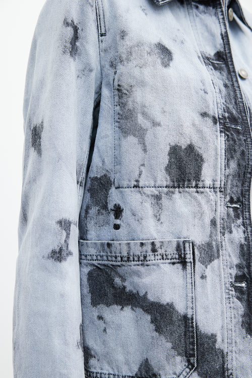 Dior Blue & Black Washed Dye Denim Chore Jacket