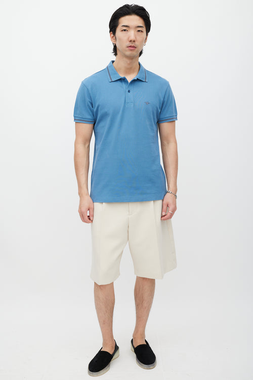 Dior Blue & Grey Embroidered Polo