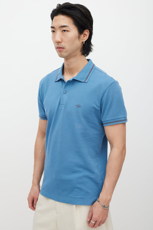 Dior Blue & Grey Embroidered Polo