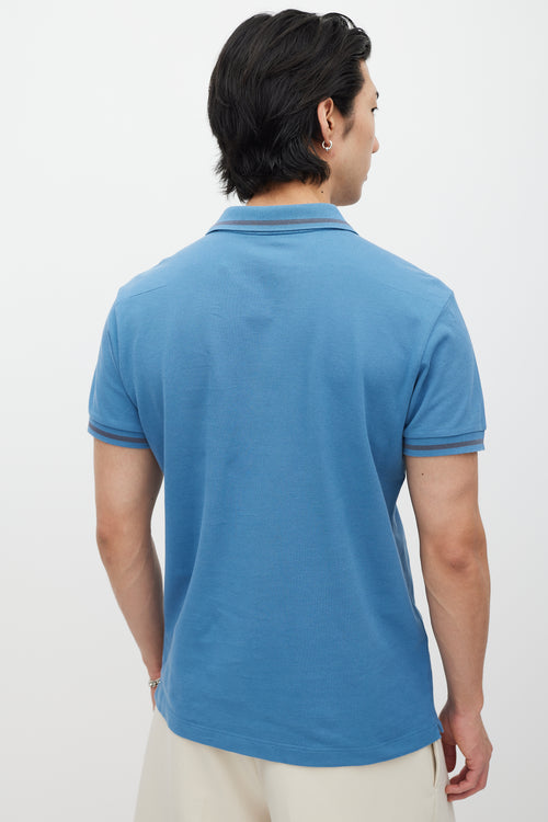 Dior Blue & Grey Embroidered Polo
