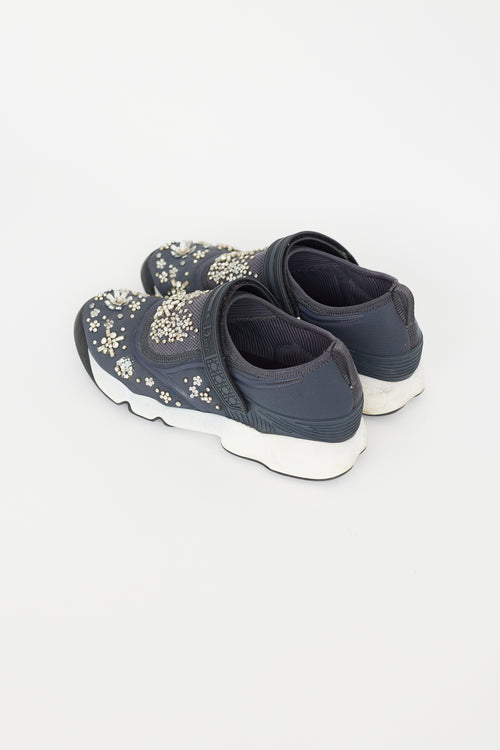 Dior Blue Neoprene & Mesh Fusion Crystal Sneaker