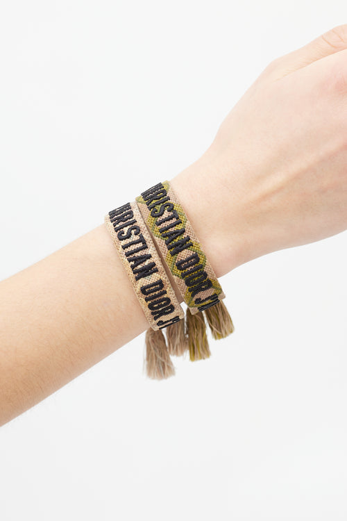 Dior Brown & Black J'Adior Woven Two Piece Bracelet