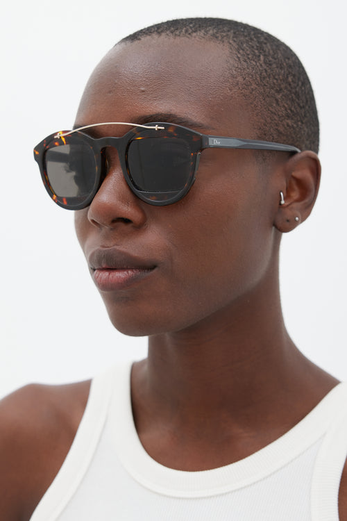 Dior Brown & Gold Mania 1 Circular Sunglasses