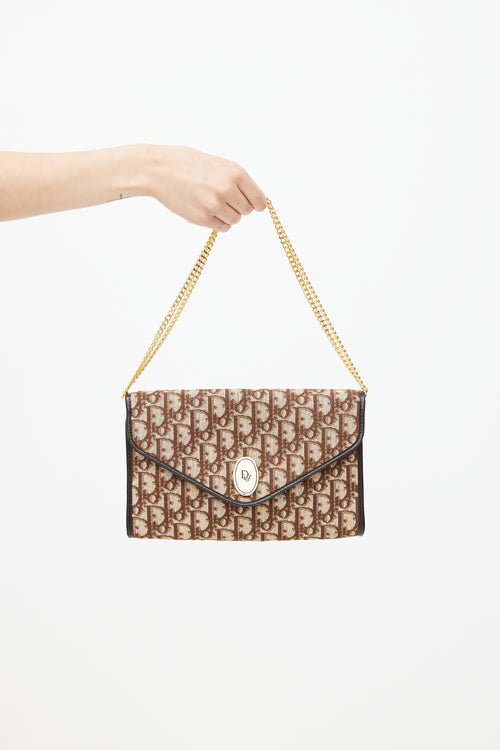 Dior Brown & Gold Monogram Trotter Shoulder Bag