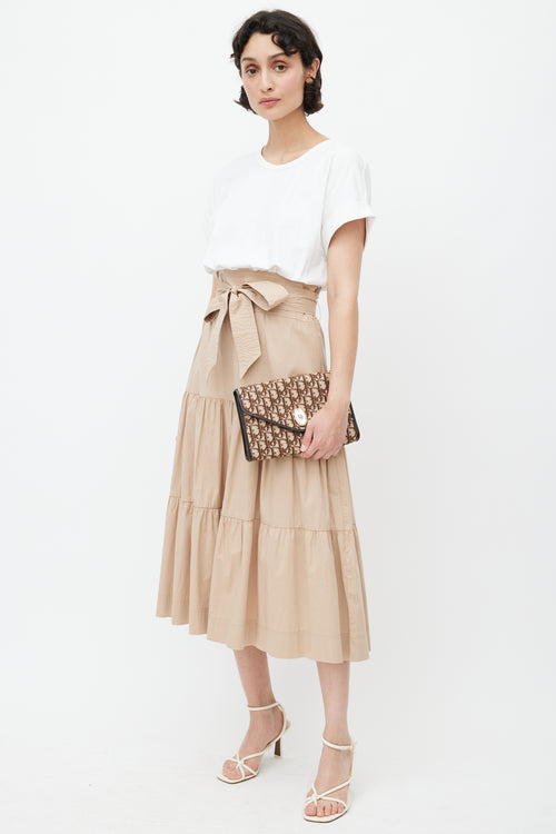 Dior Brown & Gold Monogram Trotter Shoulder Bag
