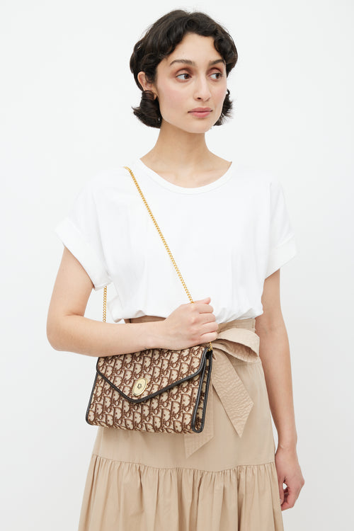 Dior Brown & Gold Monogram Trotter Shoulder Bag