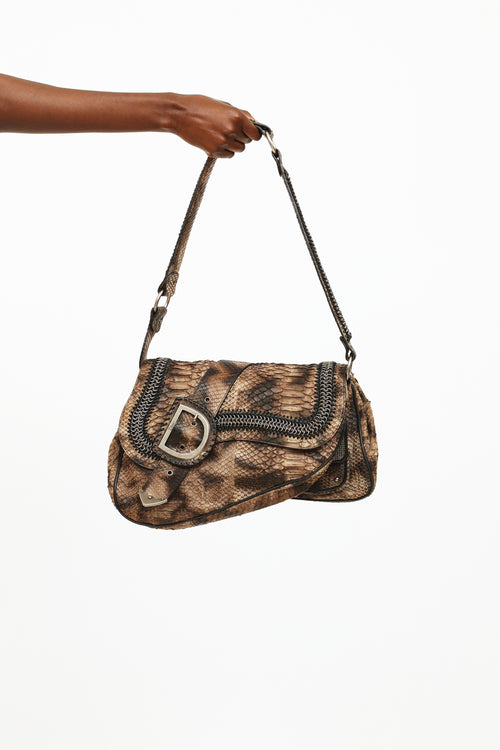 Dior Python Embossed Gaucho Double Saddle Bag