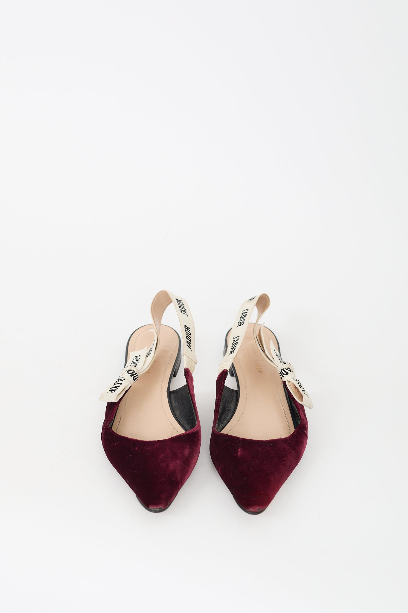Dior Burgundy & White Velvet J'Adior Flat
