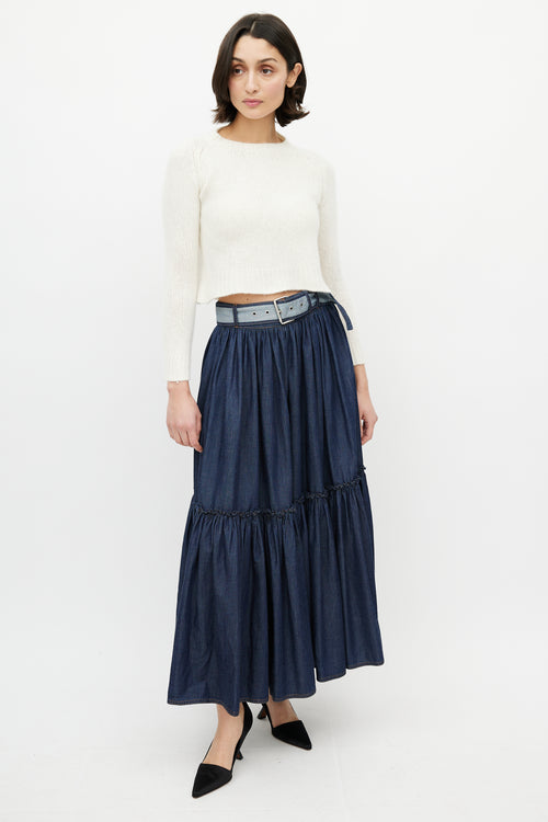 Dior Cream & Black J'Adior 8 Cropped Sweater