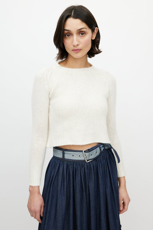 Dior Cream & Black J'Adior 8 Cropped Sweater