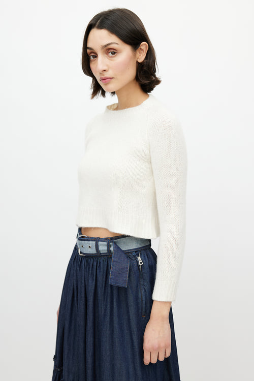 Dior Cream & Black J'Adior 8 Cropped Sweater