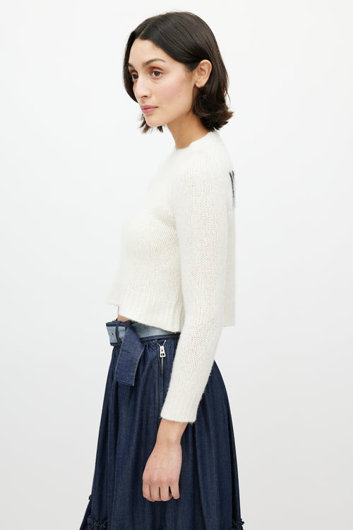 Dior Cream & Black J'Adior 8 Cropped Sweater