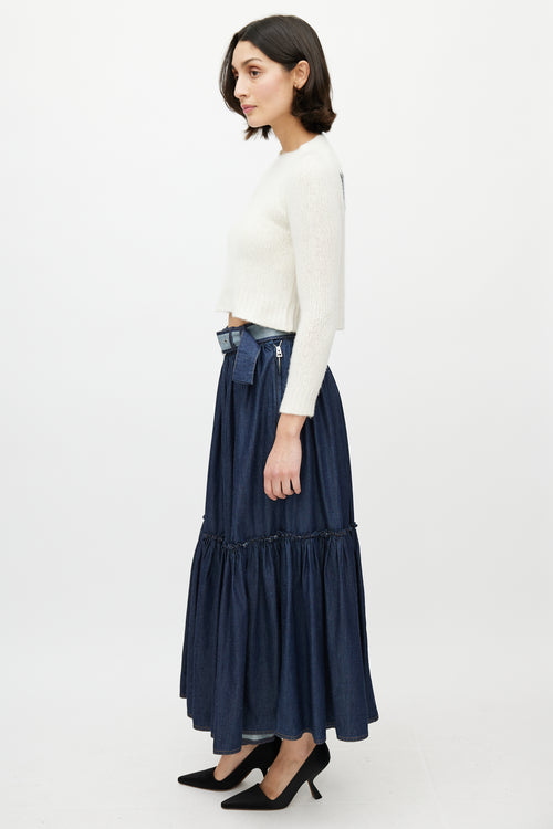 Dior Cream & Black J'Adior 8 Cropped Sweater