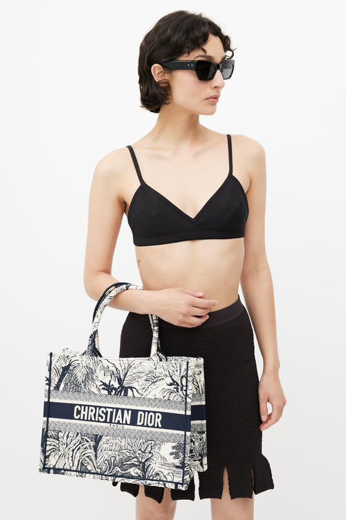 Dior 2021 Cream & Navy Medium Book Tote