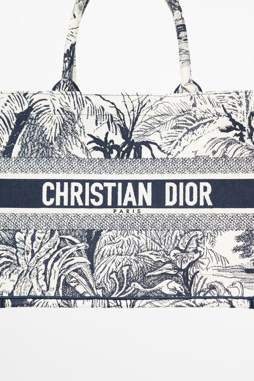 Dior 2021 Cream & Navy Medium Book Tote
