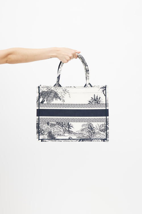 Dior 2021 Cream & Navy Medium Book Tote