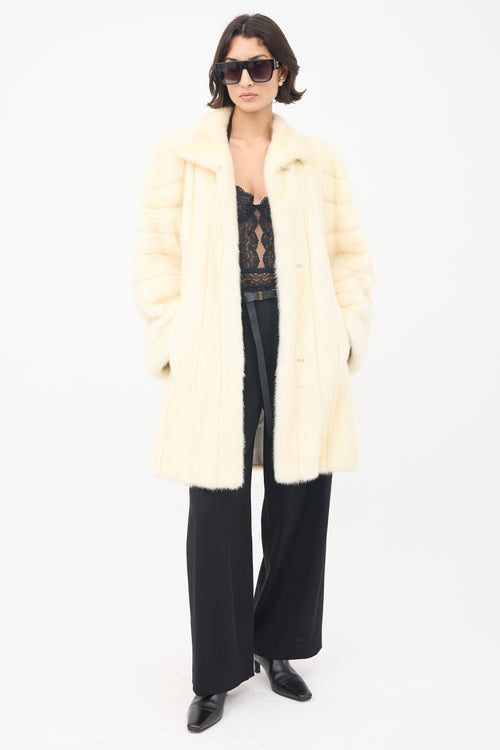 Dior Vintage Cream Collared Fur Coat