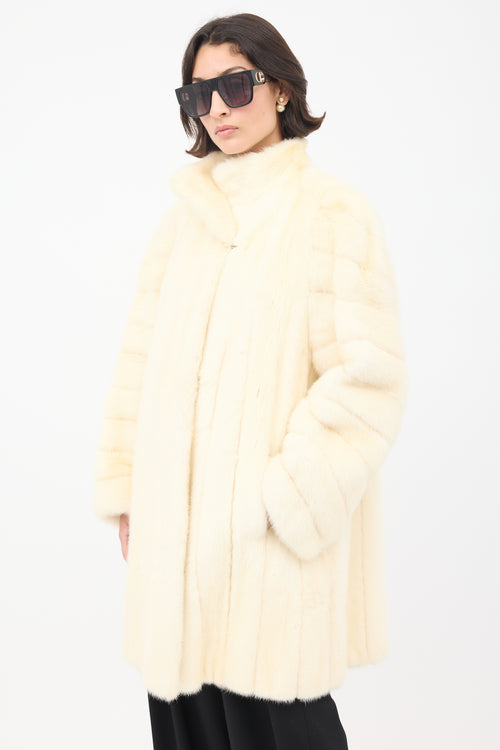 Dior Vintage Cream Collared Fur Coat