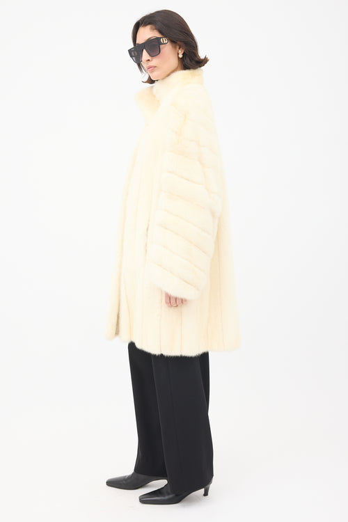 Dior Vintage Cream Collared Fur Coat