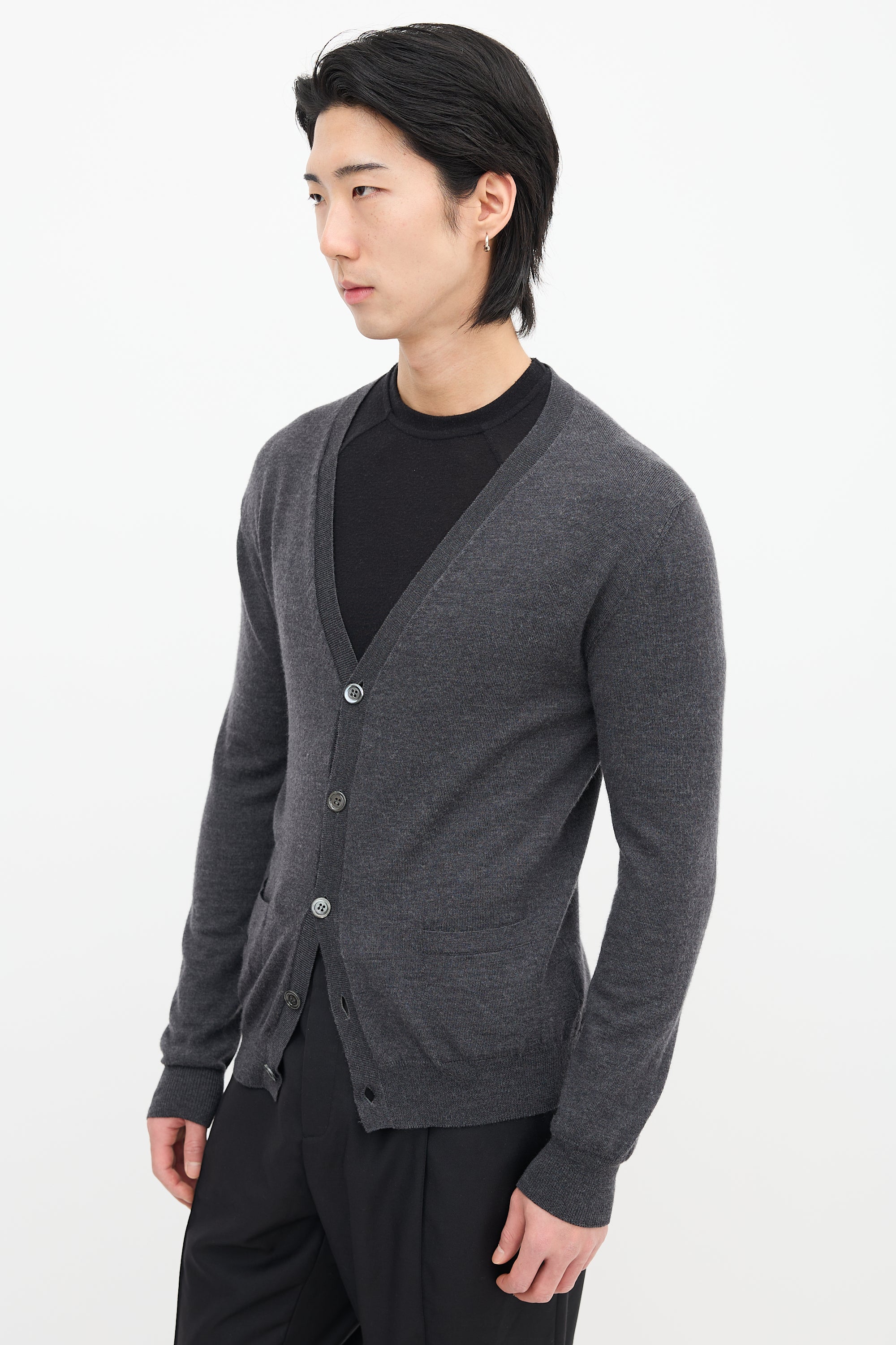 Dior Dark Grey Wool Cardigan