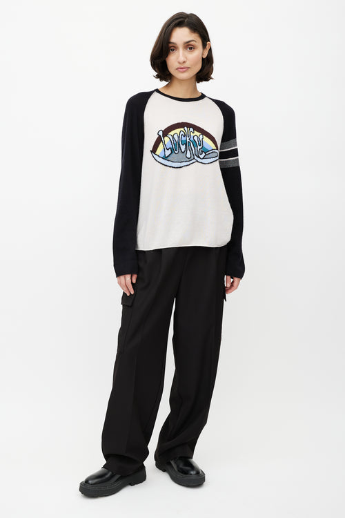 Dior White & Multicolour Cashmere Lucky Knit Top