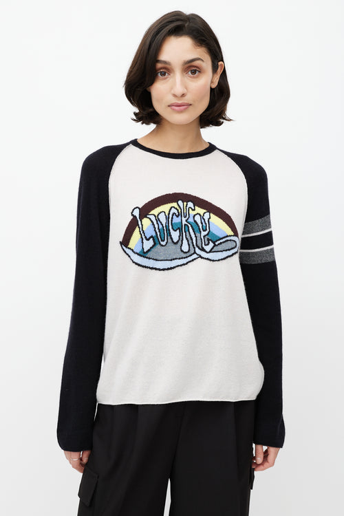 Dior White & Multicolour Cashmere Lucky Knit Top
