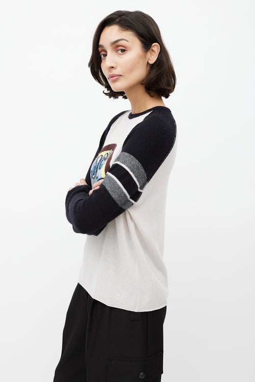 Dior White & Multicolour Cashmere Lucky Knit Top