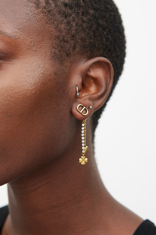 Dior Crystal Charms CD Drop Earrings