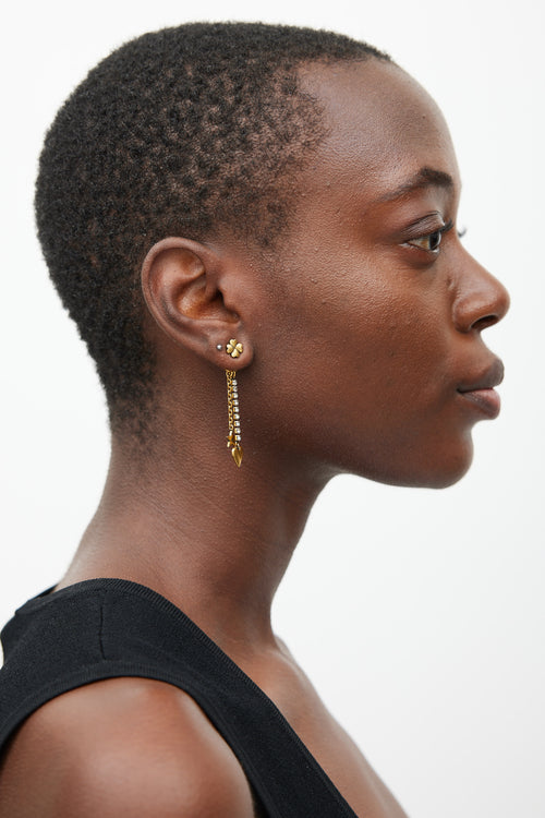 Dior Crystal Charms CD Drop Earrings