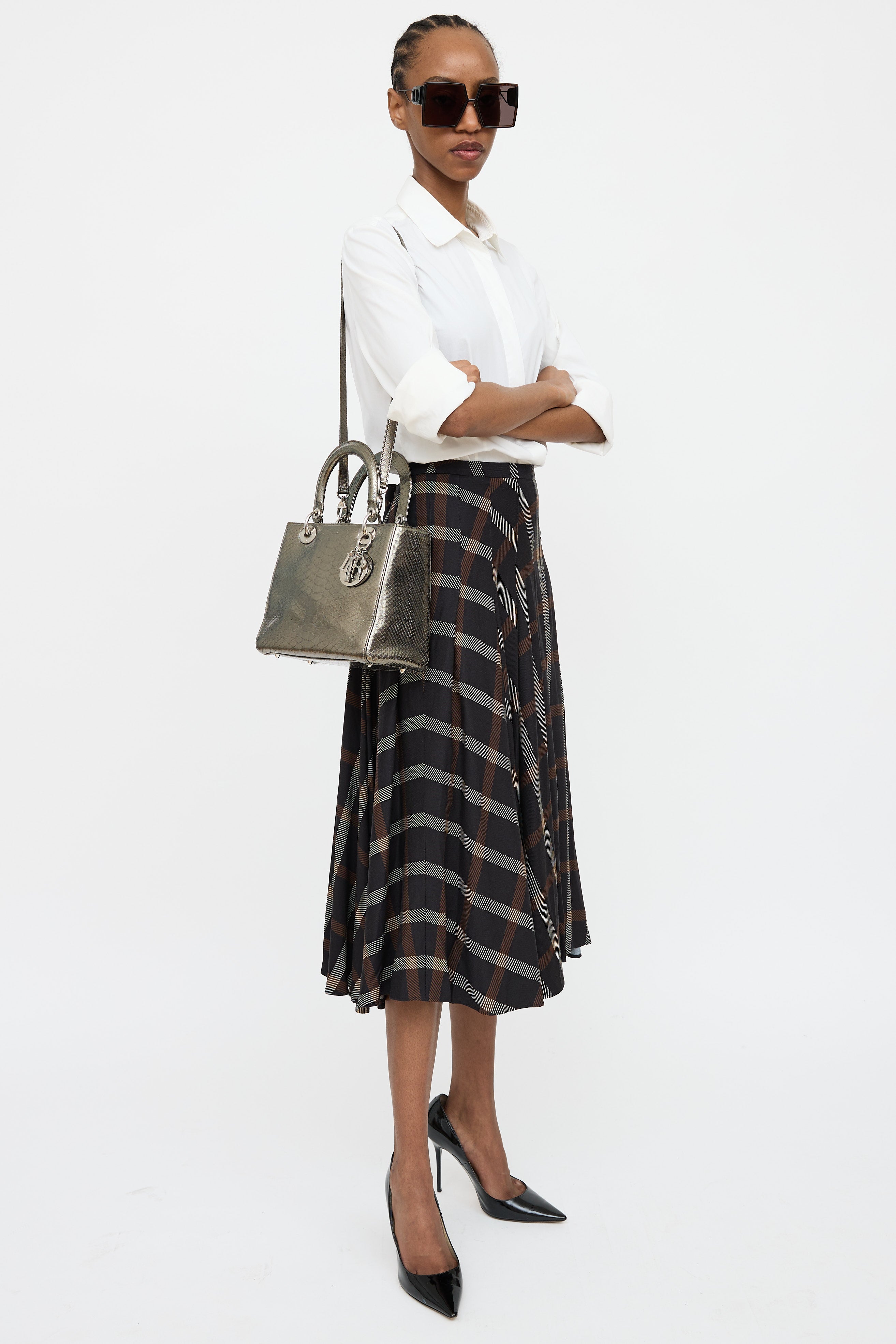 Dior 2015 Leather Lady Dior Embossed Bag