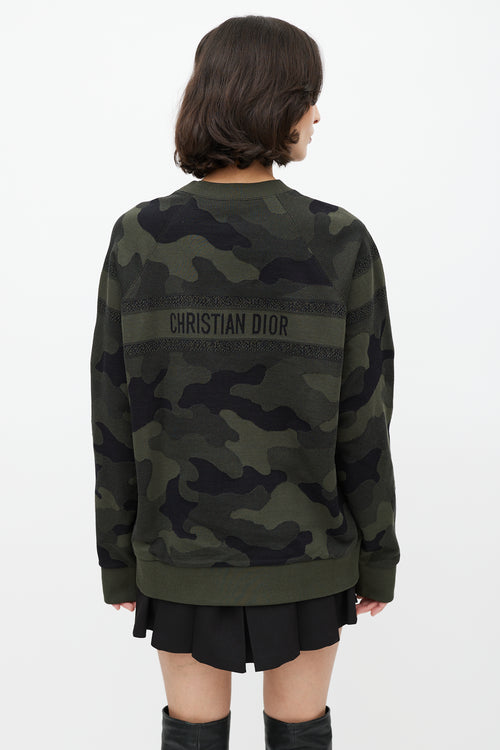 Dior Green & Black Camo Knit Sweater