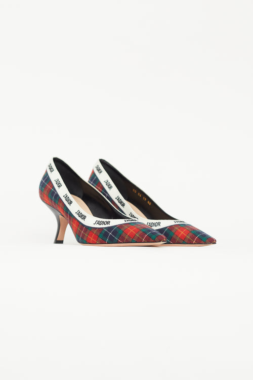 Dior Green & Red Tartan J'adior Heel