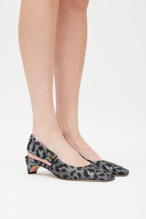 Dior Grey & Black Printed Slingback Mizza Pump