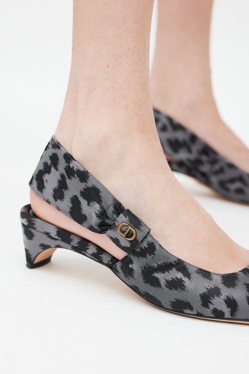 Dior Grey & Black Printed Slingback Mizza Pump