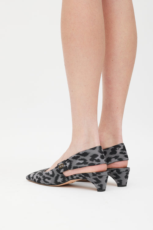 Dior Grey & Black Printed Slingback Mizza Pump