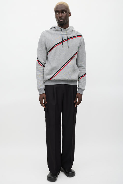 Dior Grey & Multicolour Striped Hoodie