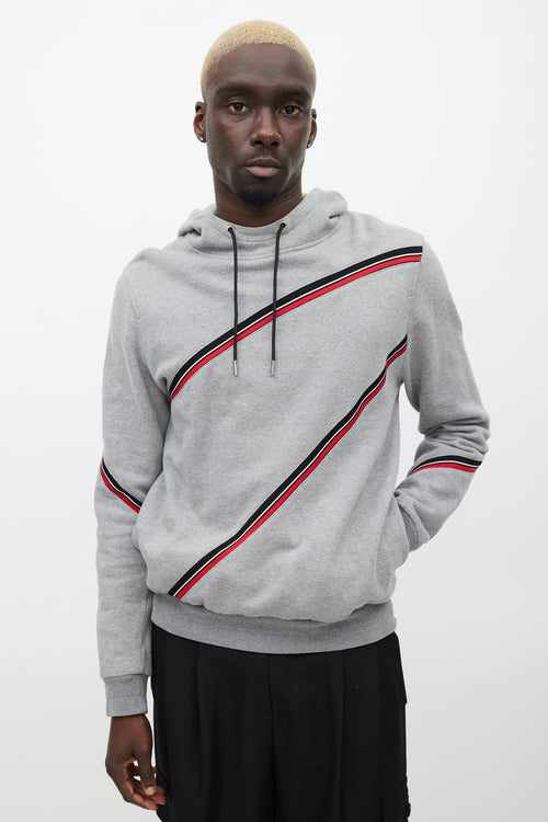 Dior Grey & Multicolour Striped Hoodie