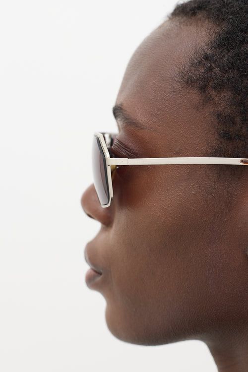 Dior Silver & Orange 0056S Aviator Sunglasses