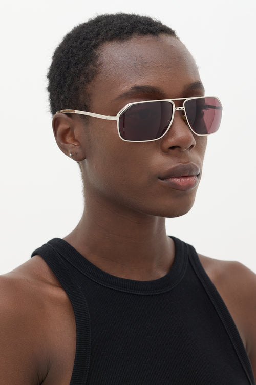 Dior Silver & Orange 0056S Aviator Sunglasses