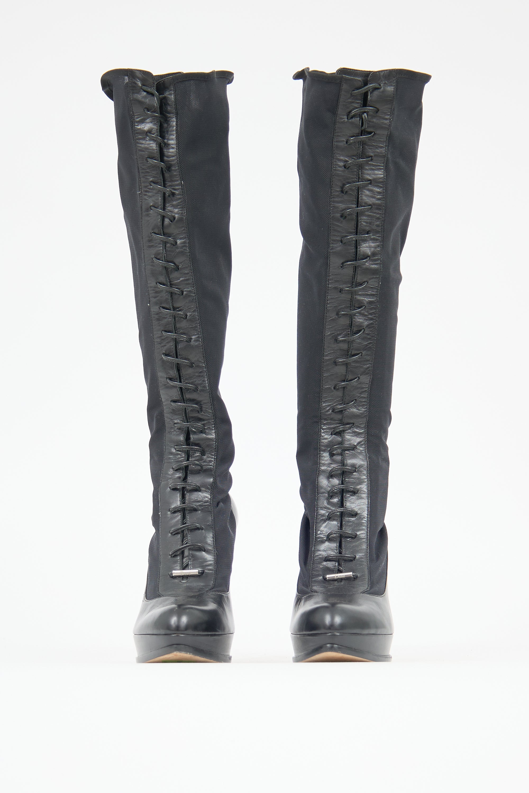 Dior Leather & Mesh Lace Up Boot