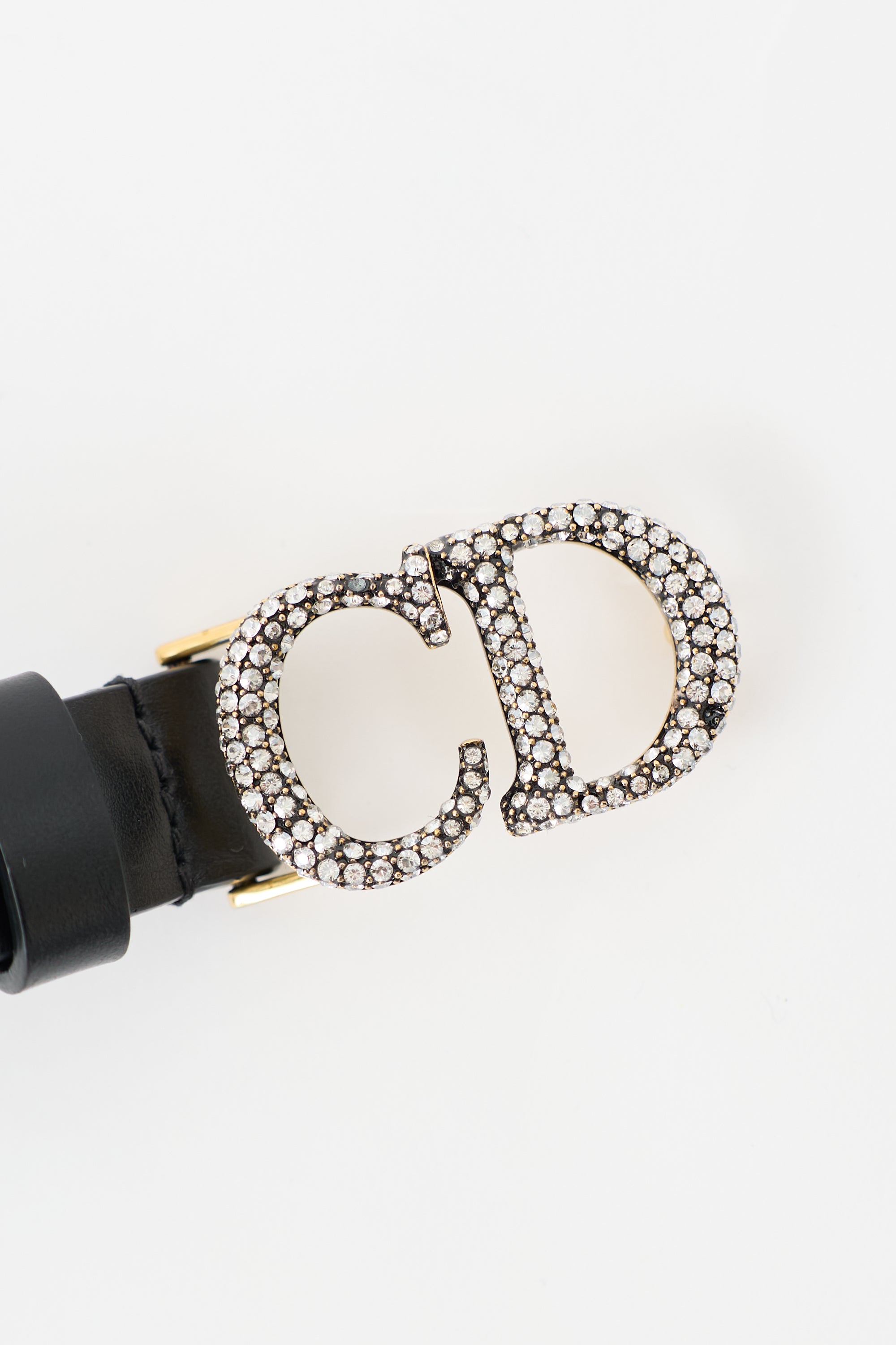 Dior Leather Crystal CD Buckle Belt