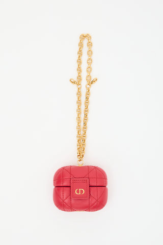 Dior Leather Quilted Caro Airpods Case