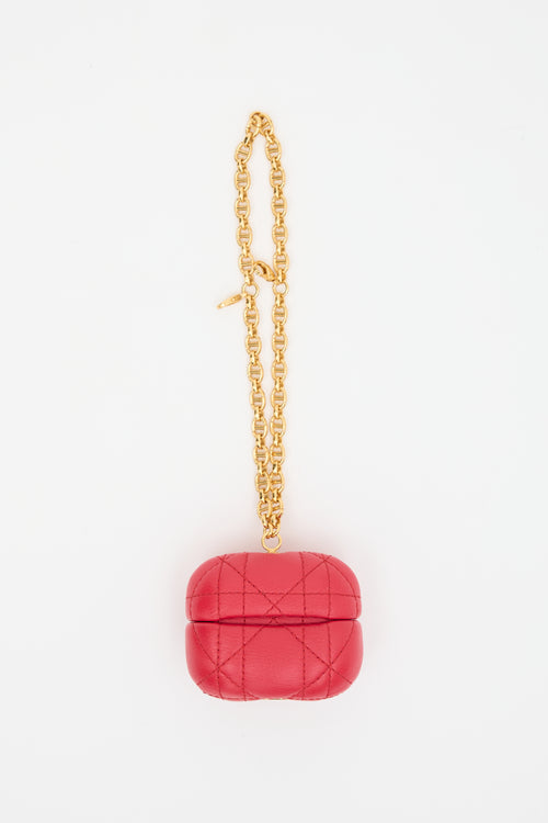 Dior Leather Quilted Caro Airpods Case