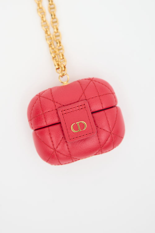 Dior Leather Quilted Caro Airpods Case